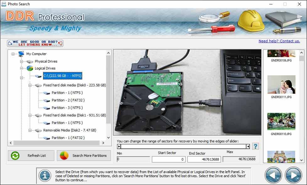 Screenshot of Data Doctor Recovery Windows