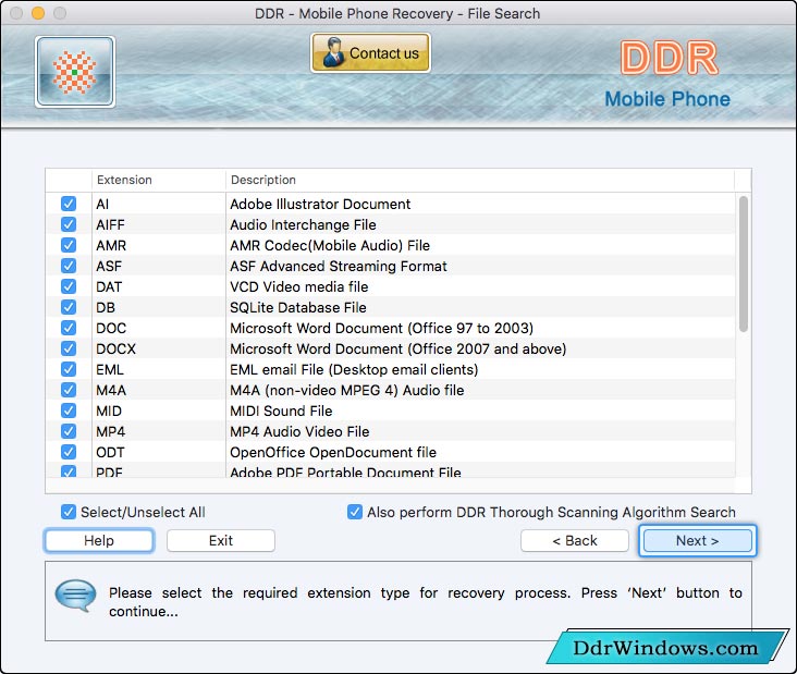 Select File Extension Select File Extension