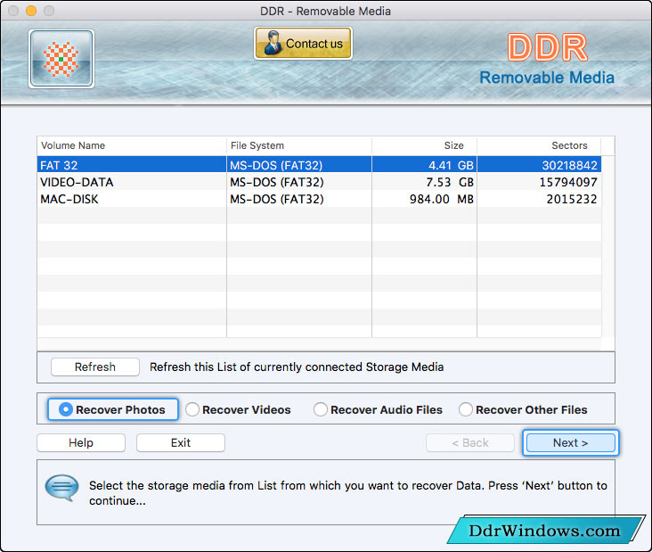 Mac DDR Recovery Software - Removable Media